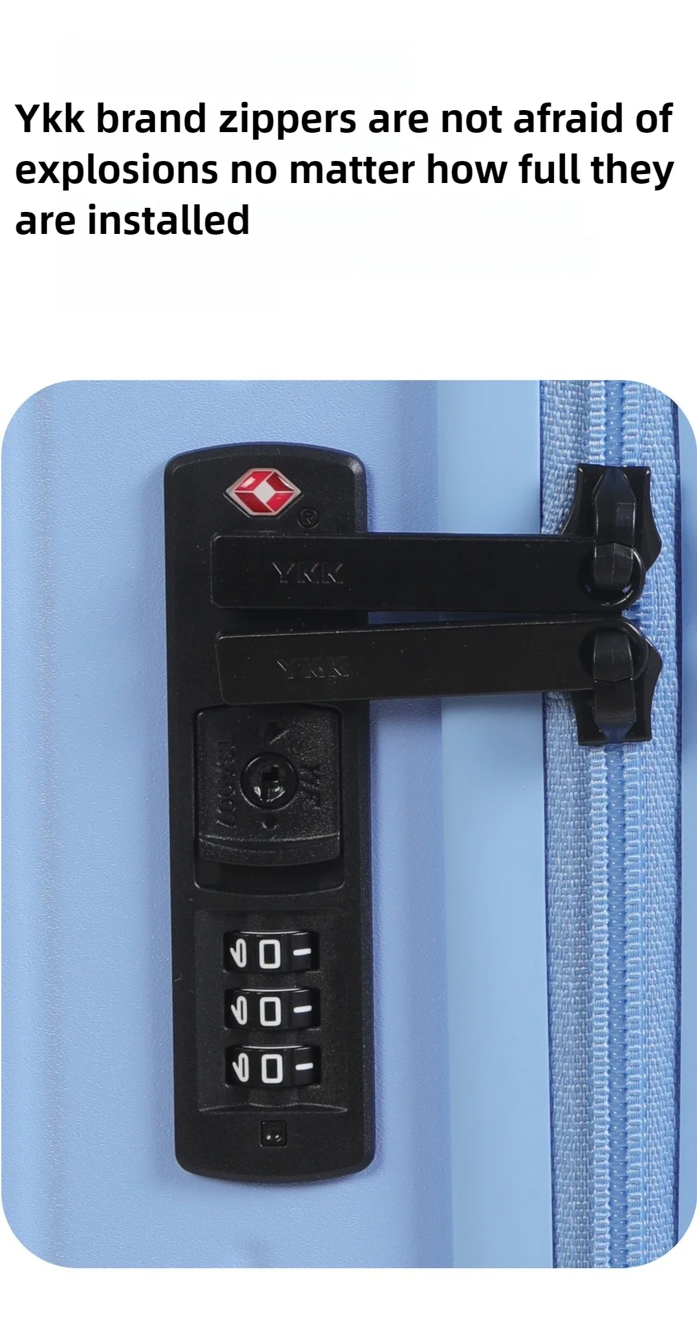 Nova bagagem com haste de tração larga, estojo de viagem com roda absorvente de choque de nível off-road, zíper YKK, material PC alemão Bayer, grande capacidade
