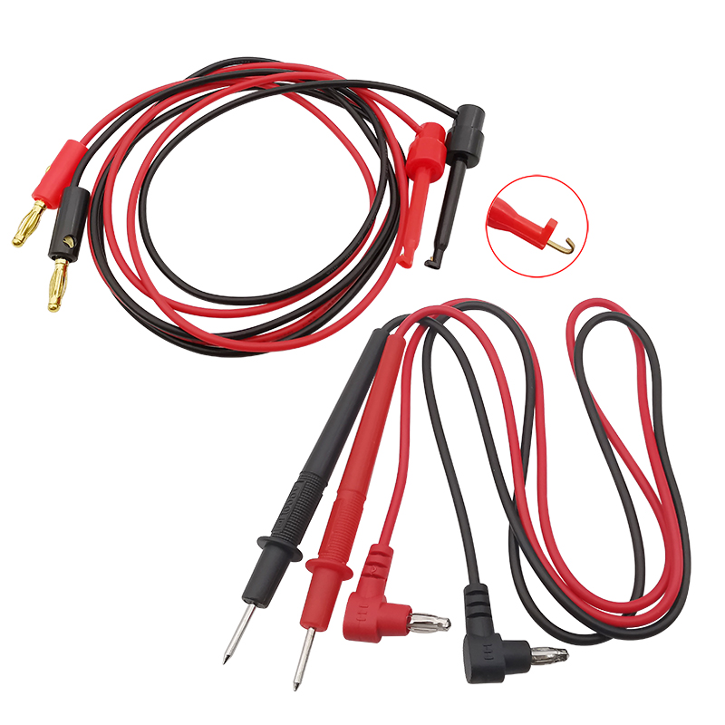 Cables de prueba universales para multímetro, conector Banana de 4mm a pinzas de cocodrilo, conector Banana de 4mm, gancho de prueba, Cable de punta de aguja para sonda, 1 Uds.