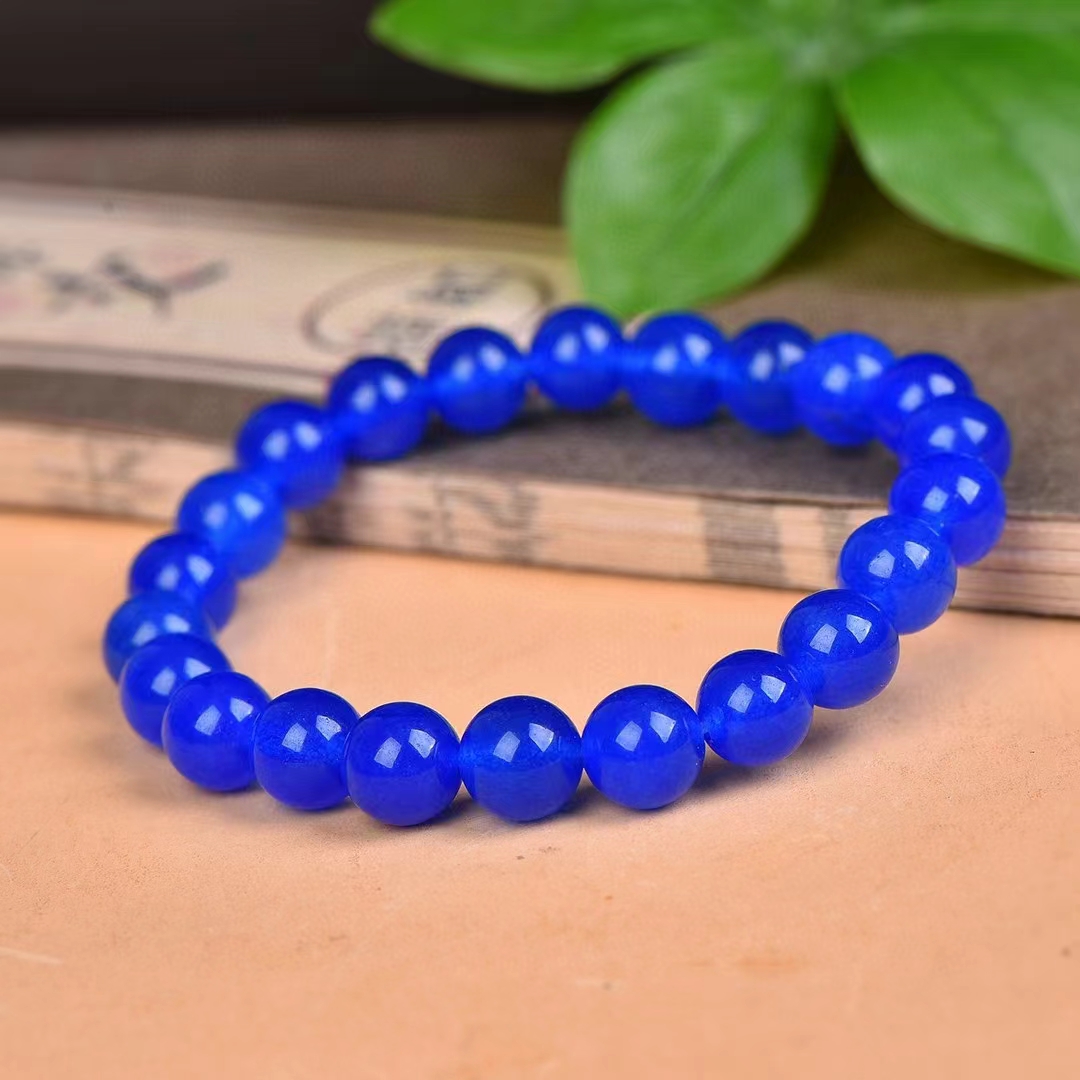 Cadeia Mão Jade de Seda Dourada para Mulheres, Pulseira de Pedra Natural, Contas Redondas, Pulseiras Elásticas Vertente, Encantos Jóias