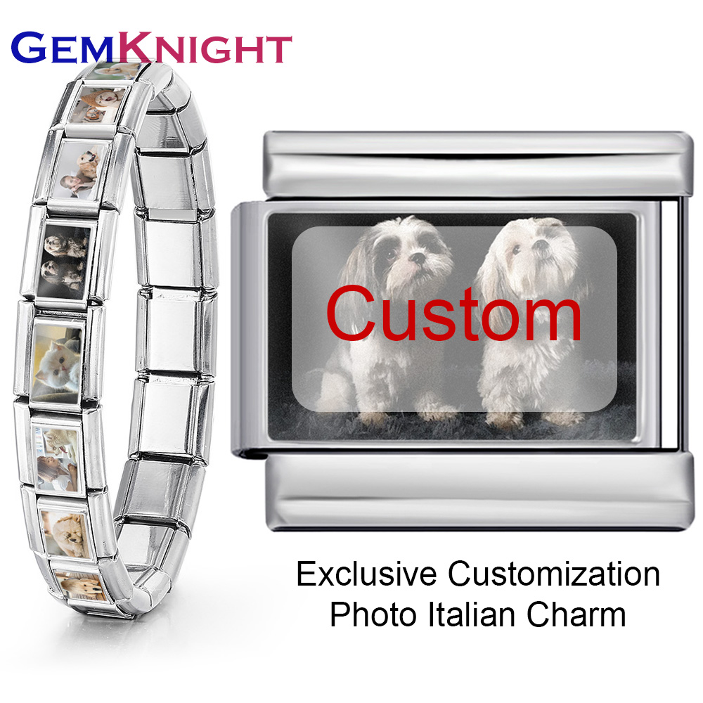 1 Stück 9 mm Personalisierung individueller italienischer Charme individuelles Bild LOGO Souvenir Perlenarmband Edelstahl Schmuck DIY Herstellung
