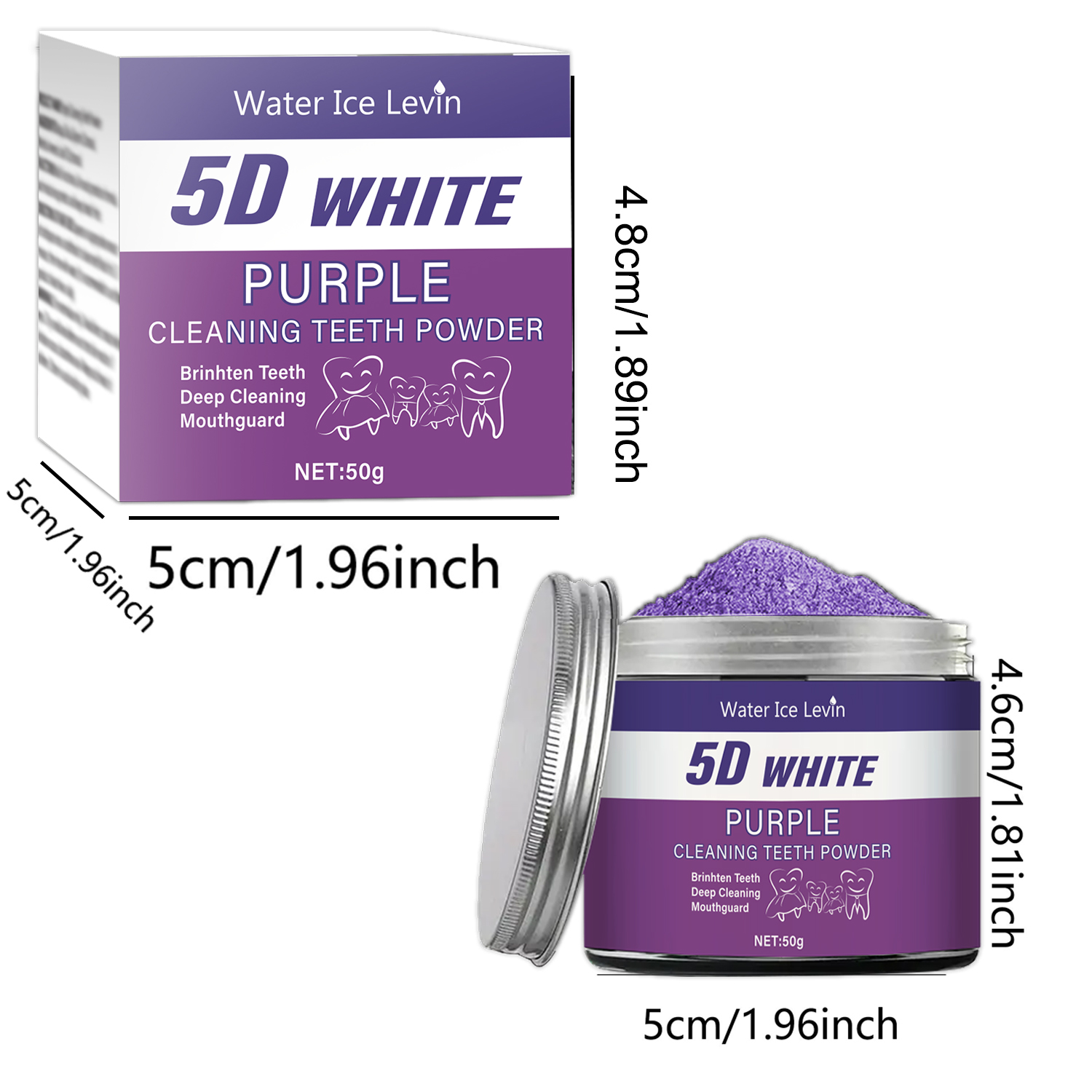 Purple Teeth Whitening Powder, 50g - Deep Cleaning and Teeth Cleaning Powder, Fresh Breath Toothpaste, Natural Pearl Essence