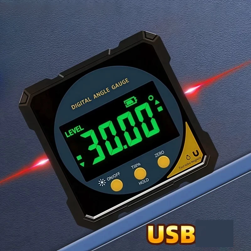 Kỹ Thuật Số Protractor Laser USB Inclinometer 360 ° Độ Góc Tìm Độ Chính Xác Cao Goniometer Nam Châm Đo Độ Nghiêng Dụng Cụ