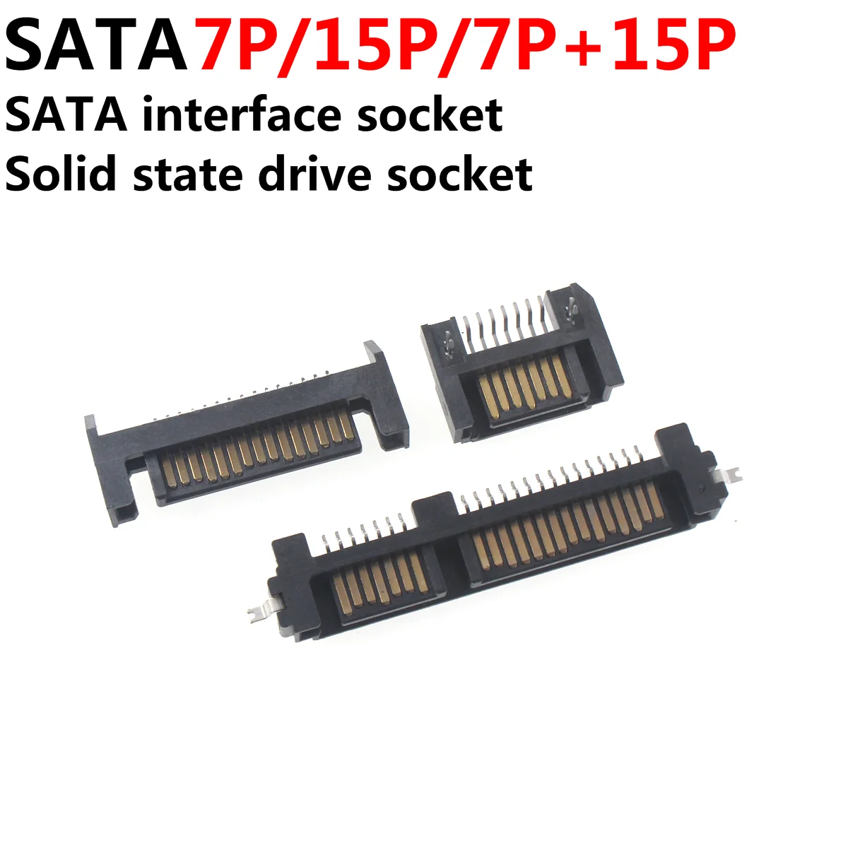 2pcs SATA7P+15P sata15p sata22p Female connector Short body Double row misplaced needle