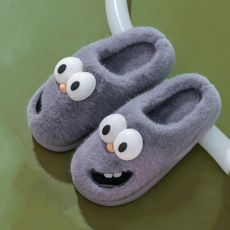 Novo engraçado dos desenhos animados inverno sola macia dos homens piso interior antiderrapante plataforma slides chinelos de pelúcia quente masculino casa sapatos casuais de algodão