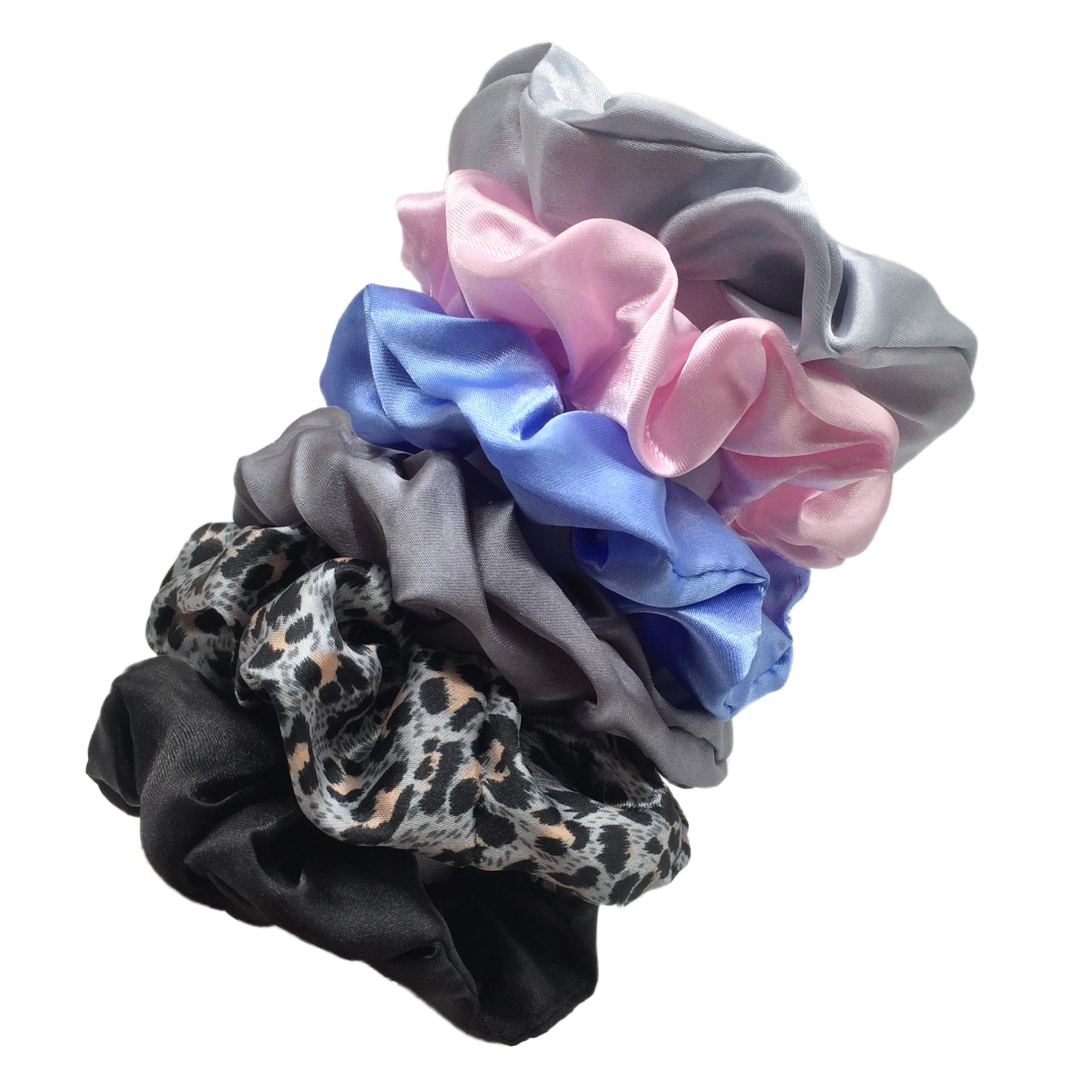 12pcs ใหม่ซาตินผ้าไส้กรอก LOOP แหวนผมชุดสีทึบผ้าห่วงเชือกผม Scrunchies Headwear TIES