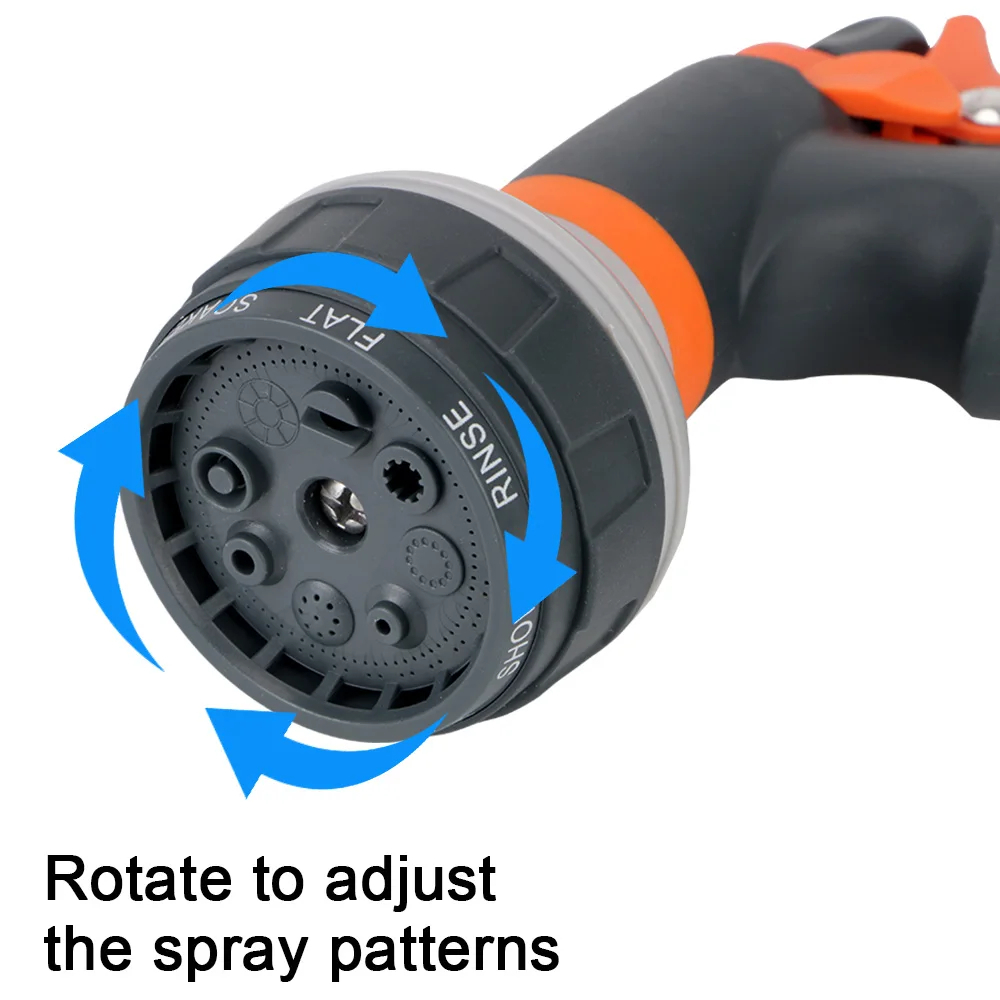 Boquilla de aspersión de manguera para lavado de jardín, coche, 8 modos de pulverización, riego por aspersión de césped, herramienta de agua multifunción de alta presión