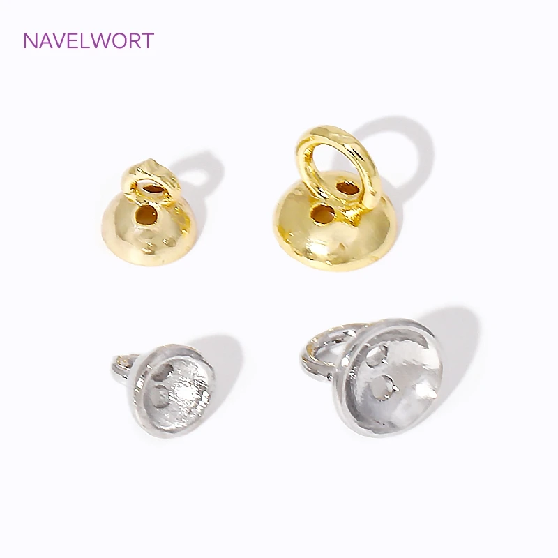 4.5/6mm 18k banhado a ouro latão pérola pulseira termina conector com laço, tampas de extremidade de jóias, para diy jóias fazendo acessórios