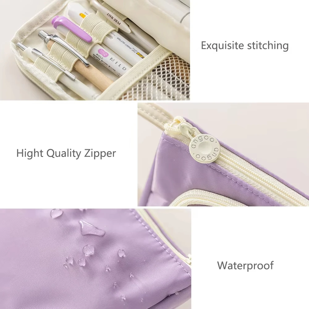 Estuche para lápices y bolígrafos de Gel, estuche para lápices estacionarios para niños, bolsa para bolígrafos, bolsa de almacenamiento de viaje para cosméticos de gran capacidad multicapa