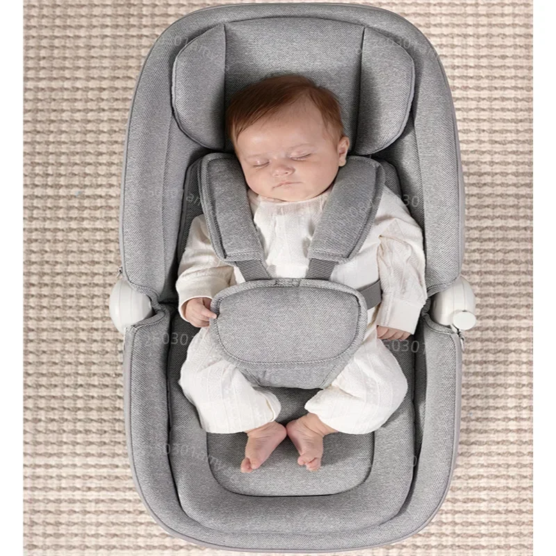 Elektrische baby rustgevende stoel Luxe babyschommelstoel Aansluitbaar met APP 360 °   Draaibare babyschommelstoel Verstelbare rugleuning