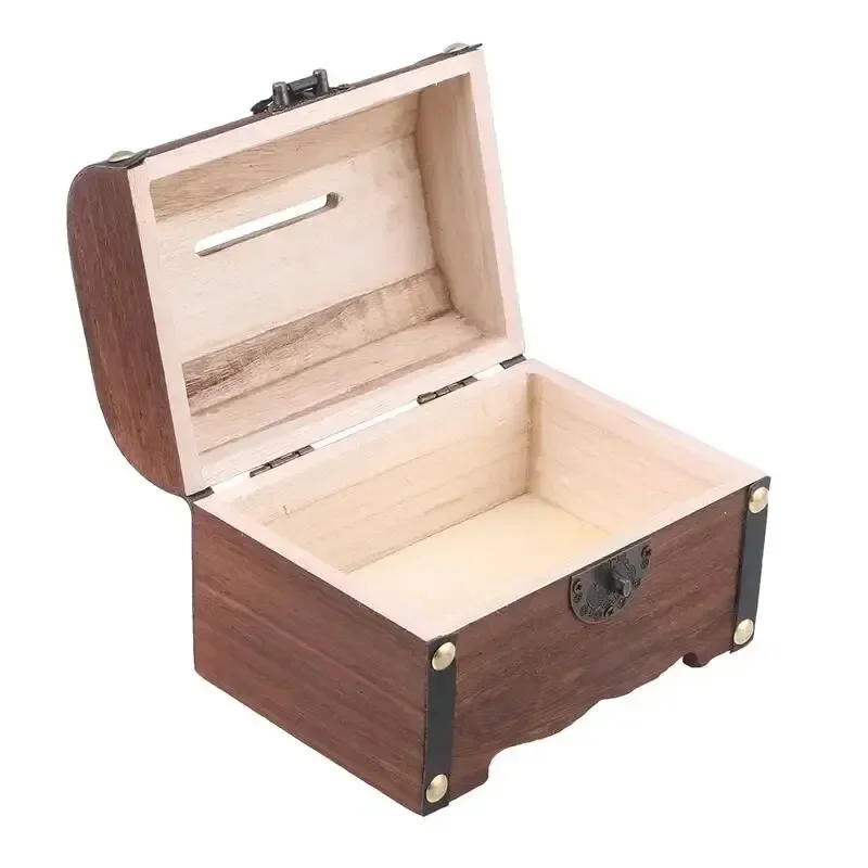 Coffre au trésor avec serrure, boîte de rangement au trésor Vintage, organisateur de tirelire, boîte d'épargne avec serrure pour décoration rétro de la maison