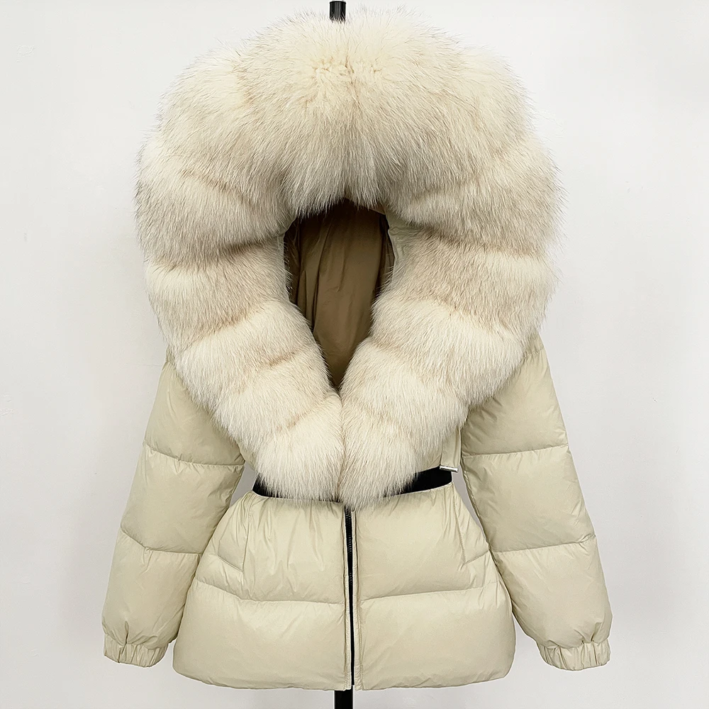 OFTBUY Echte Bontjas Winterkleding Puffer Jas Vrouwen Vossenbont Capuchon Warm 90% Witte Eend Down Jas Vrouwelijke Parka Waterdicht