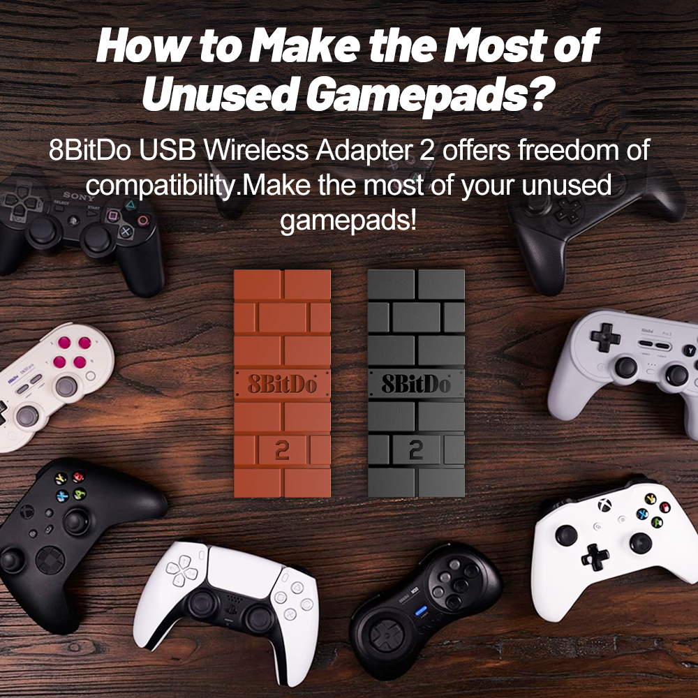 8BitDo USB Wireless Bluetooth Adapter 2 for Nintendo Switch 2 Switch PS5 PS4 Xbox JoyCon Gamepads Windows Steam Mac Raspberry Pi