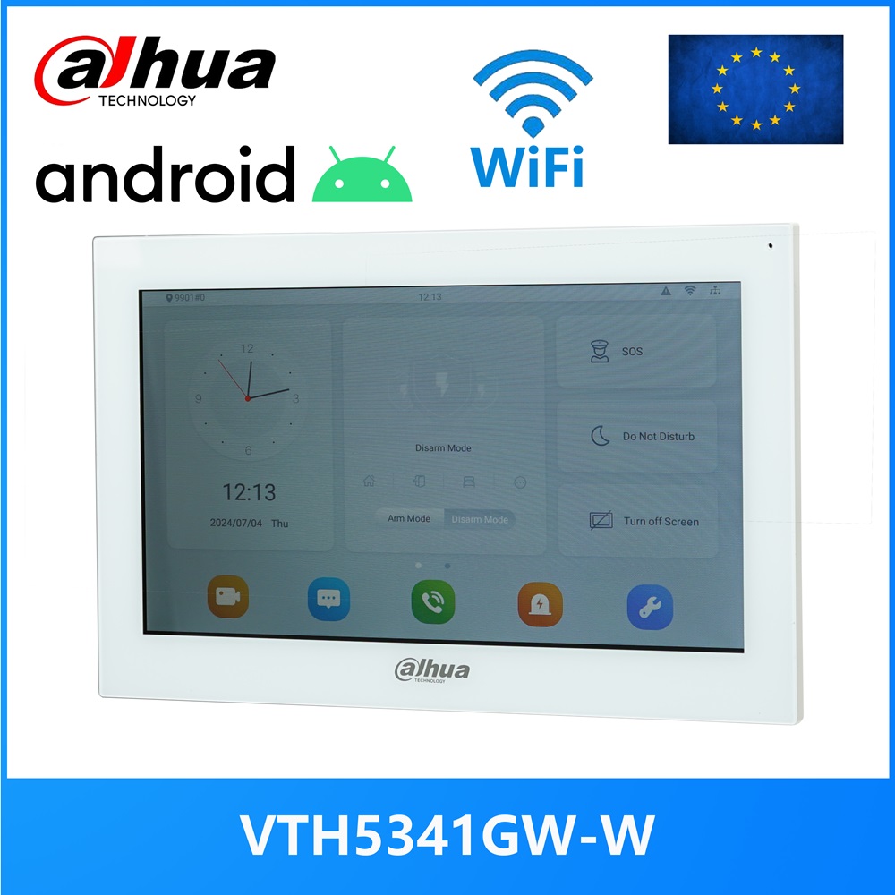 Dahua VTH5341G-W VTH5341GW-W PoE (802.3af) Android 10-Zoll-Digital-Innenmonitor, Video-Gegensprechanlage-Monitor, kabelgebundener Türklingelmonitor