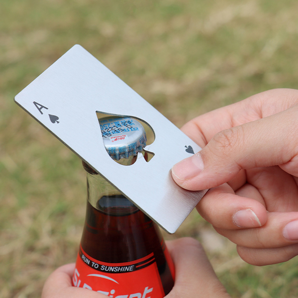 Roestvrij staal Spades A Winemaker Flesopener Speelkaarten Flesopener Creditcard Bierflesopener