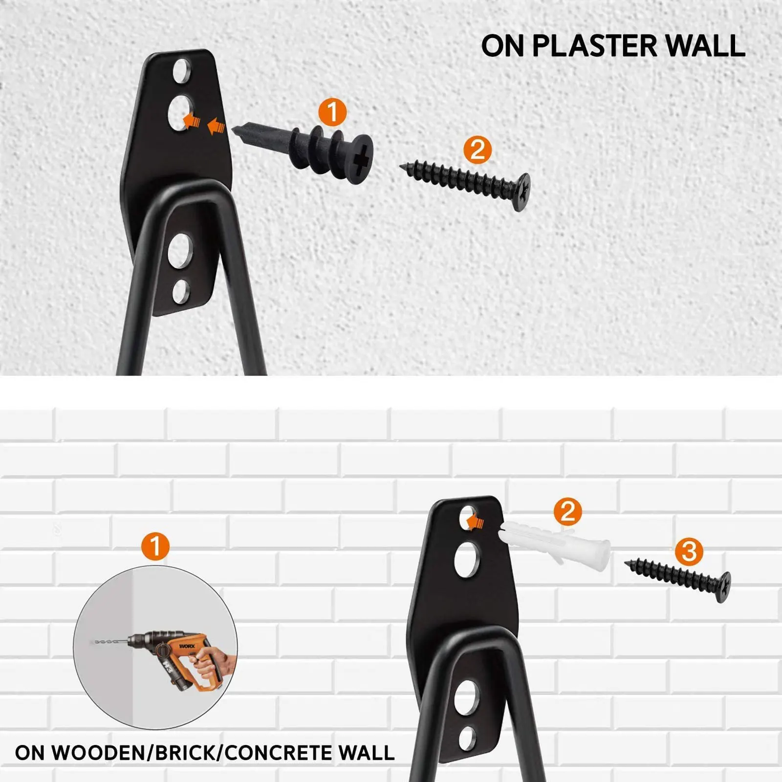 Robuster Garagenhaken aus Stahl zur Wandmontage, Fahrradaufhänger, Wandmontage, rutschfester Aufbewahrungshaken für Gartengeräte, Leiter, Seile