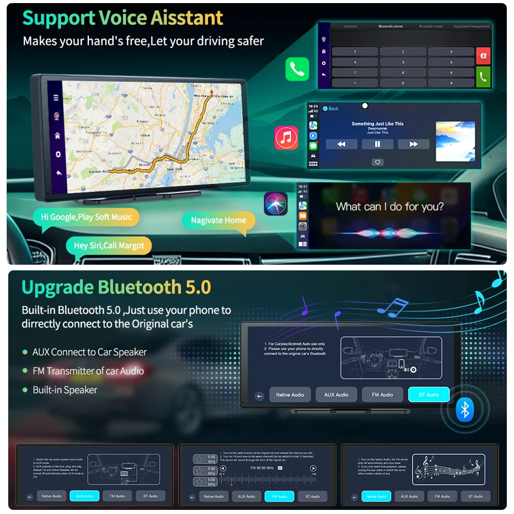 11.3인치 Imagebon H50 대시 캠 4K ADAS 무선 CarPlay 및 Android Auto 3채널 녹화 시간 경과 24시간 주차 모니터 블랙박스