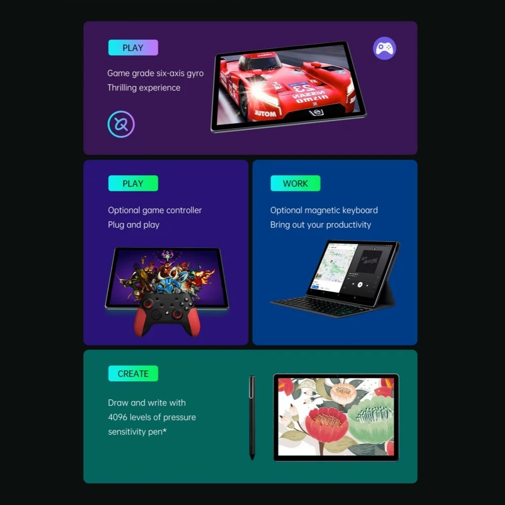 Alldocube x Game 10.5 "เกมแท็บเล็ต IMG PowerVR GM9946แบตเตอรี่ขนาดใหญ่7500mAh 8GB + 128GB ไจโร6แกนความแม่นยำสูง