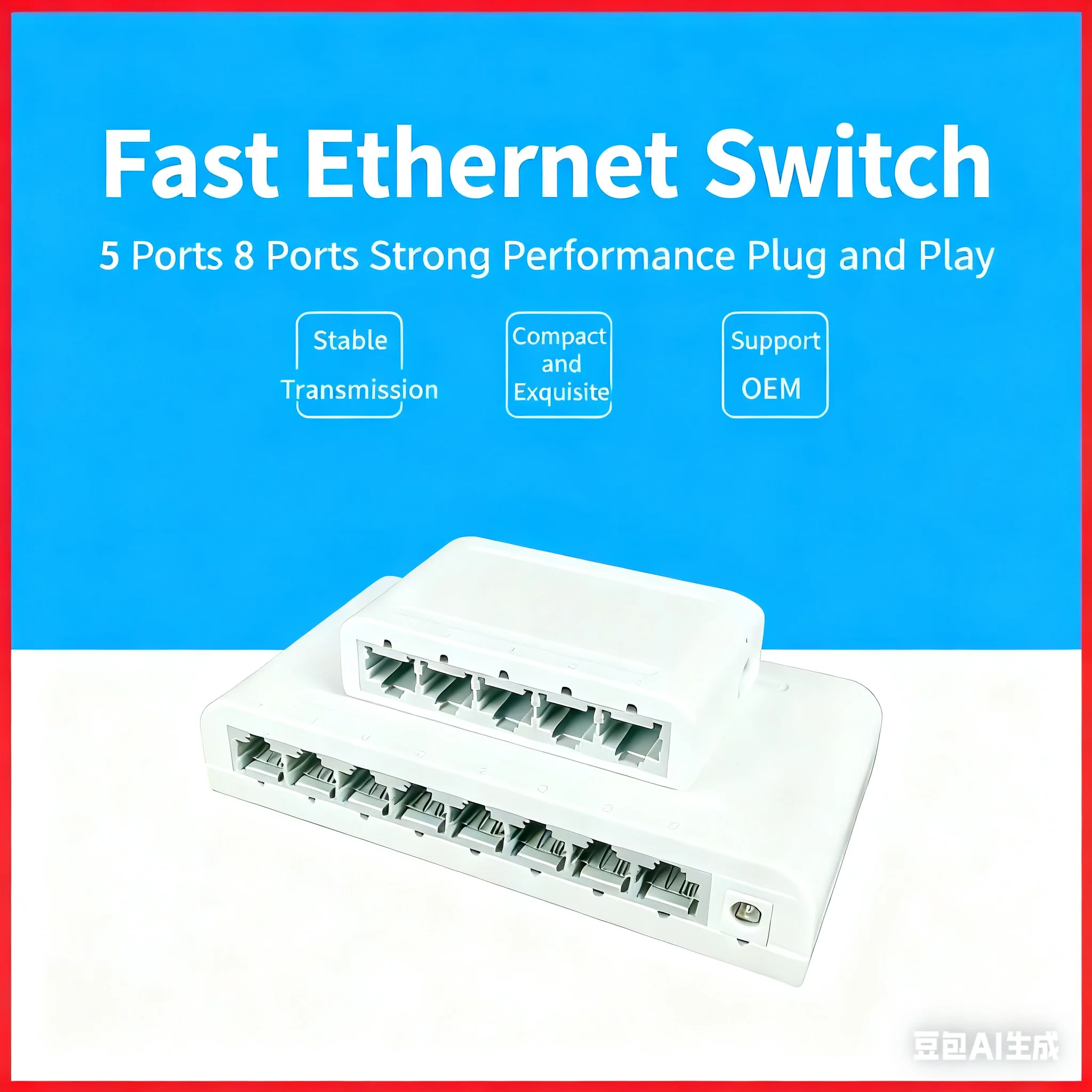 5/8 Ports Ethernet Switch 10/100Mbps Desktop Gigabit Network Switch Adapter RJ45 Ethernet Switch Auto MDI/MDIX Fast Switch