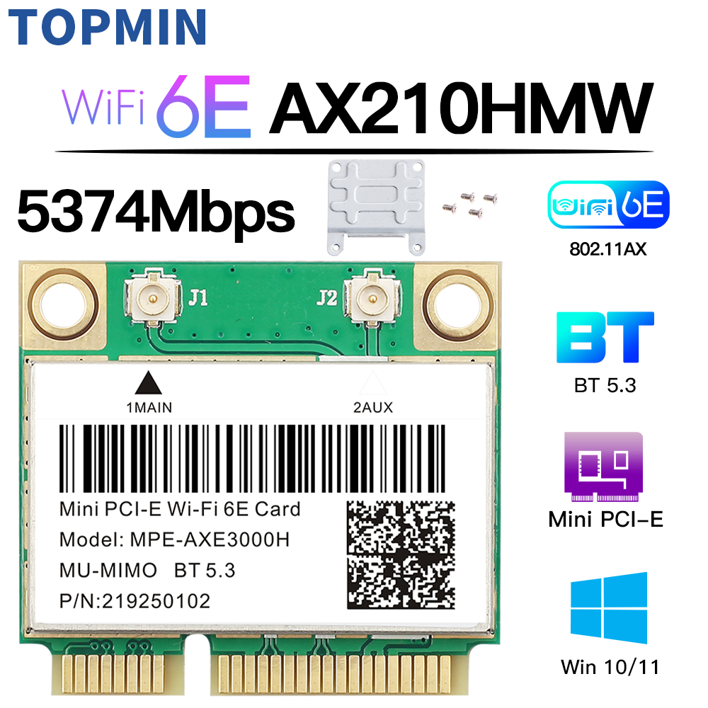 WiFi 6E AX210HMW Mini PCI-E tarjeta de red Wifi Bluetooth 5,3 para tarjeta AX210 802.11AX adaptador inalámbrico Wi-Fi para ordenador portátil de escritorio