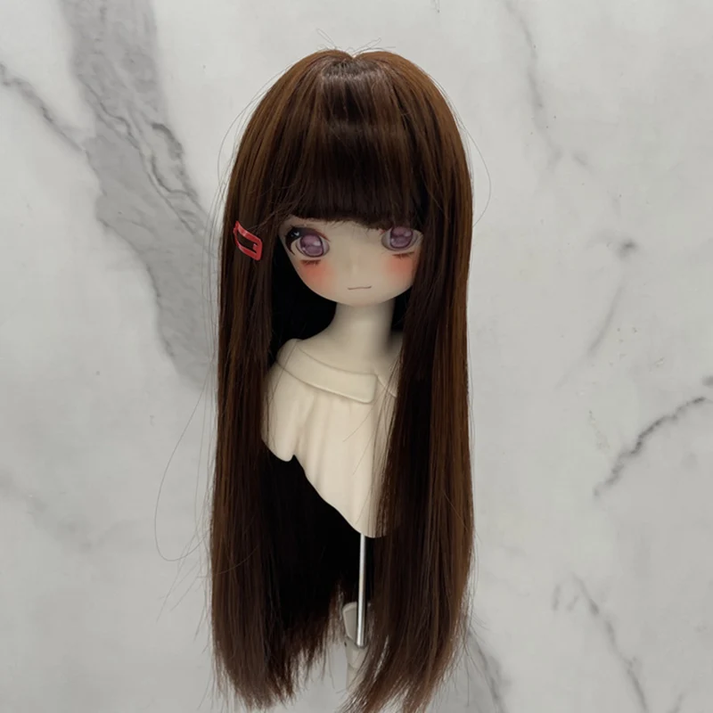 Новый парик куклы Bjd 1/3, 1/4 и 1/6 с челкой, длинный прямой парик для девочек, аксессуары для макияжа «сделай сам»