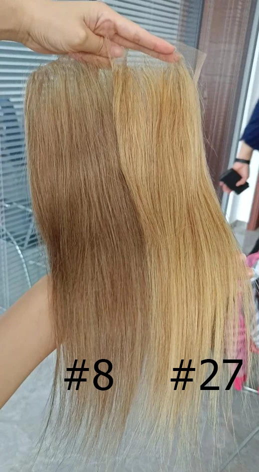 Màu 8 Tro Tóc Vàng 3/4 Bó Với 4X4 Ren Đóng Cửa Tự Do Một Phần Thẳng Remy Tóc Dệt Nối Dài 16-24 Inch MOGULHAIR