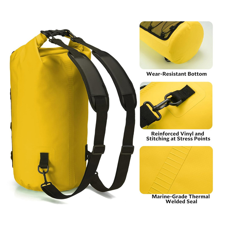 ว่ายน้ํา PVC Pack กระเป๋าเป้สะพายหลังสําหรับผู้หญิงผู้ชาย 10L 20L กันน้ํา Kayak Trekking Drifting Rafting Surfing Boating BAG