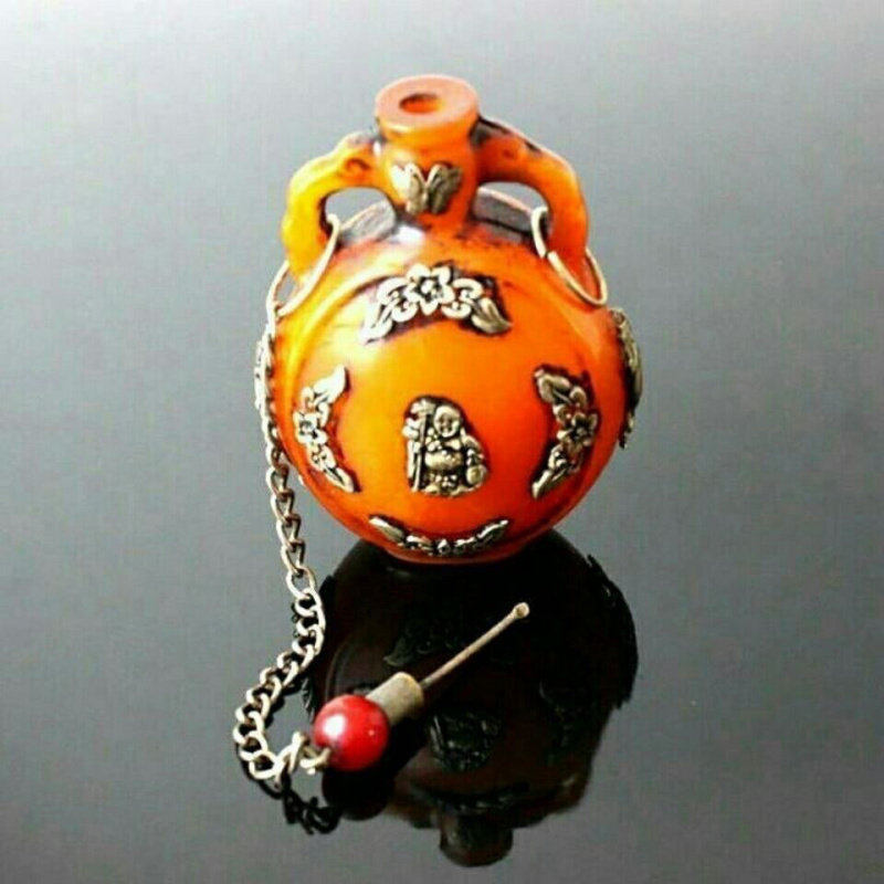 Itens diversos antigos, garrafa de rapé âmbar prateado da república da china, produtos antigos, itens antigos, colecionáveis, presentes requintados