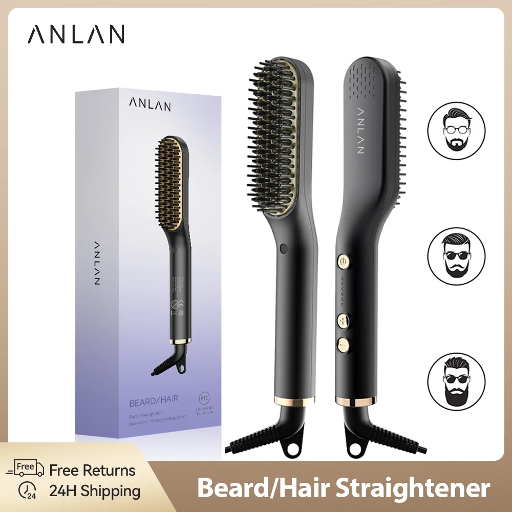 ANLAN Râu Nhuộm Tóc Nóng Đun Nóng Lược Nam Râu Đa Chức Năng Duỗi Gốm Lược Nhanh Máy Tạo Kiểu Tóc
