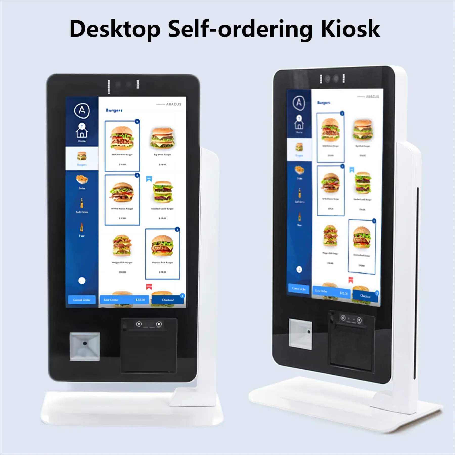 Desktop 15.6 Inch Touch Screen Kiosk Restaurant Self Ordering Machine with 2D Scanner & 58mm Printer Unattended Payment Terminal