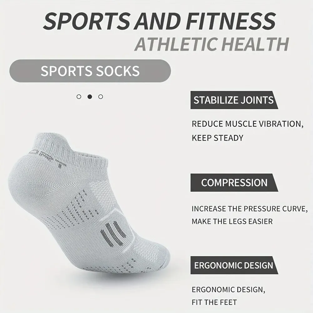 4 pares de calcetines tobilleros de compresión para correr y hacer ejercicio: calcetines transpirables y que absorben la humedad para deportes al aire libre