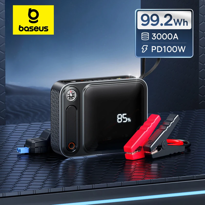 Baseus 3000A Автомобильный стартер Power Bank 26800 мАч Автомобильное пусковое устройство с PD 100 Вт Быстрая зарядка Автомобильное зарядное устройство Booster