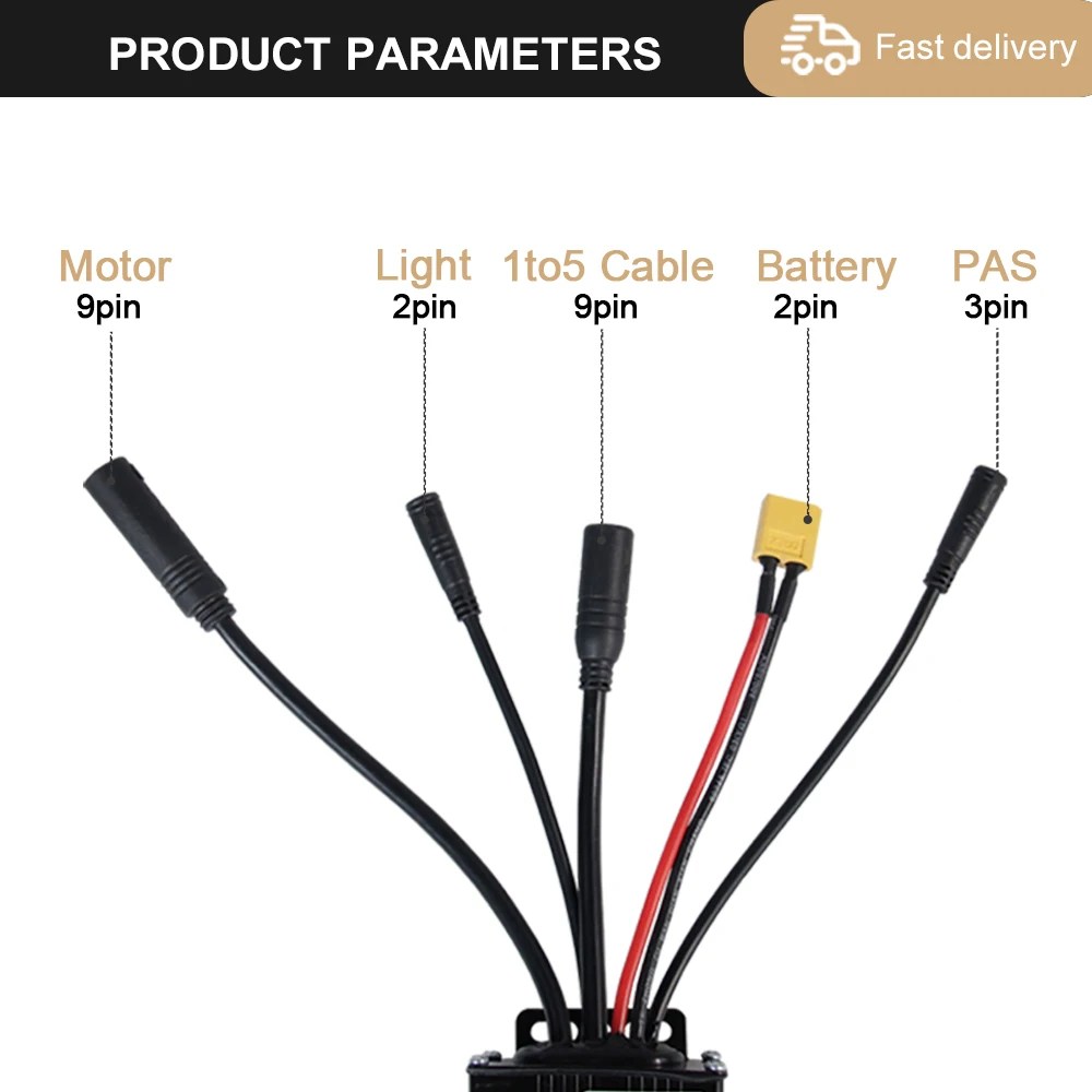 Three-Mode Ebike Controller 17A 26A 30A 40A 36V/48V with Learning Function S866 LCD Display 350W-1000W Motor