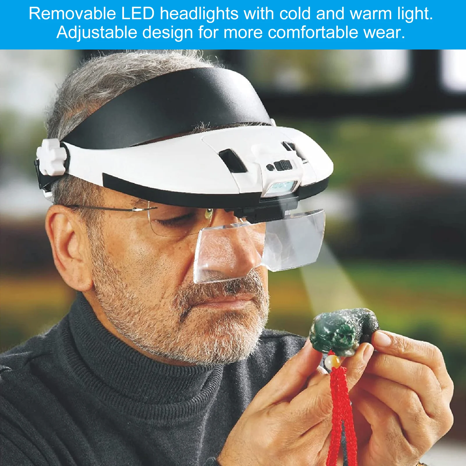 Loupe à tête ZK50, loupe Rechargeable LED avec 5 lunettes pour la lecture et la réparation