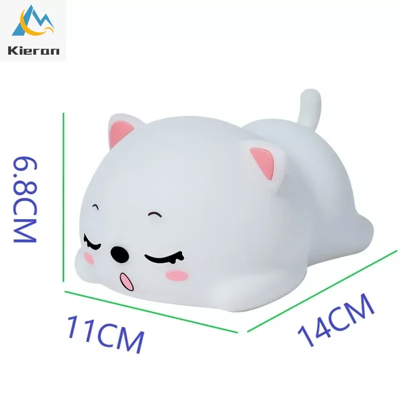 Lovely Cat-Luz LED de noche de silicona recargable por USB, lámpara de pie para cabecera de dormitorio con control remoto para niños, lámpara con Sensor táctil, regalo para bebés