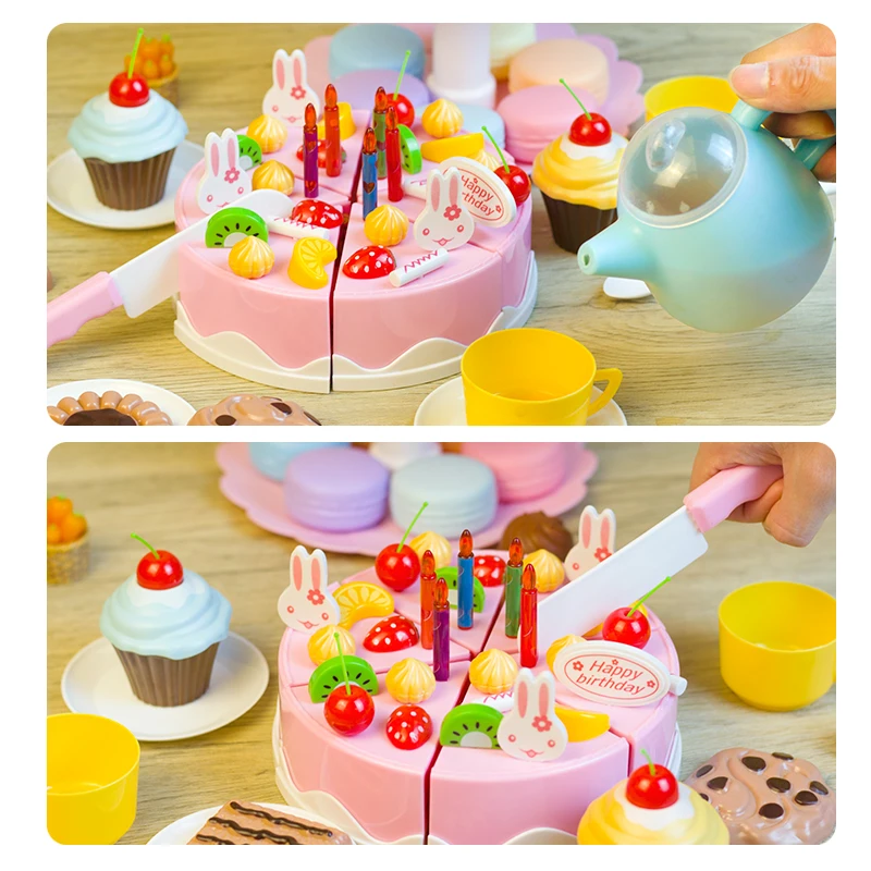เค้กของเล่นเด็กหญิง DIY ของเล่นจำลองจำลองอาหารเด็กเล่นในครัวตัดชาเด็กของเล่นเพื่อการศึกษาสำหรับวันเกิด3ปี