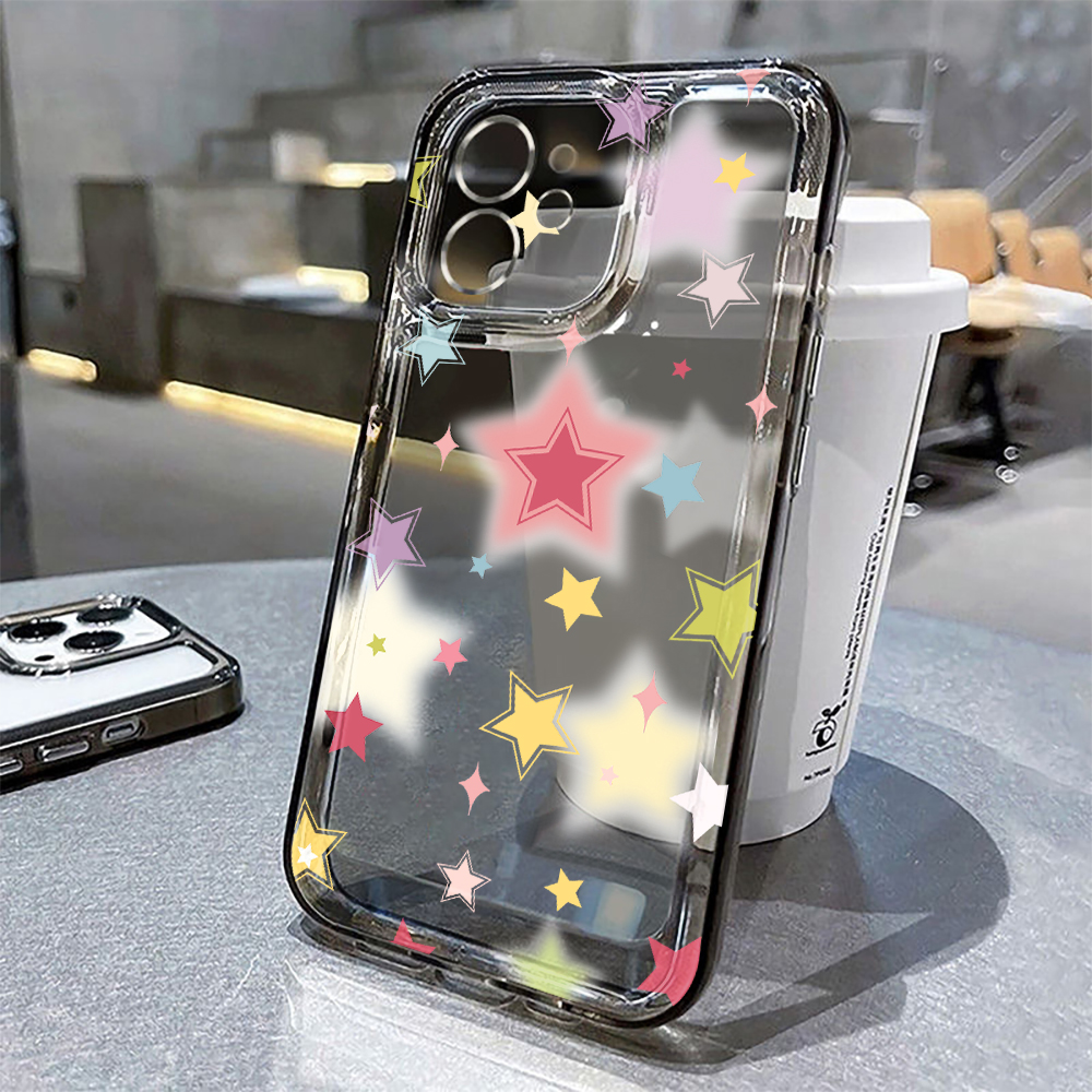 Bunte Stern klare Hülle für iPhone 11 Hülle iPhone 13 15 14 12 Pro max x xr xs 7 8 plus se Fundas weiche Silikon hülle
