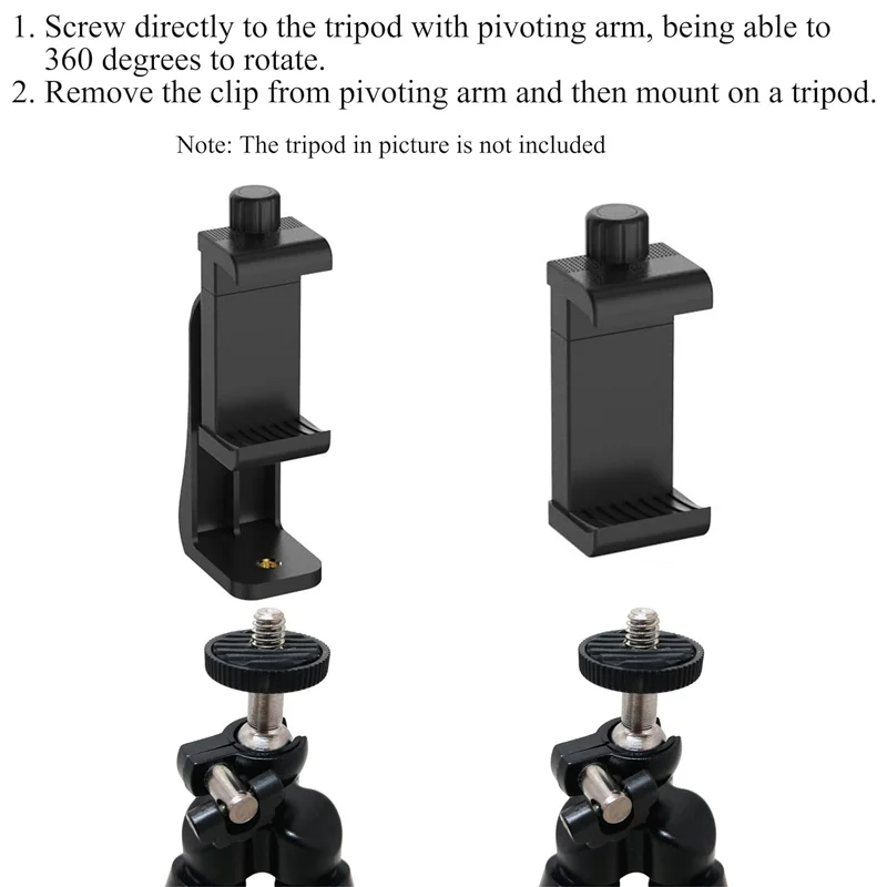 Phone Holder Vertical Horizontal Tripod Mount Adapter Rotatable Adjustable Clip for iPhone Android Selfie Stick Camera Stand