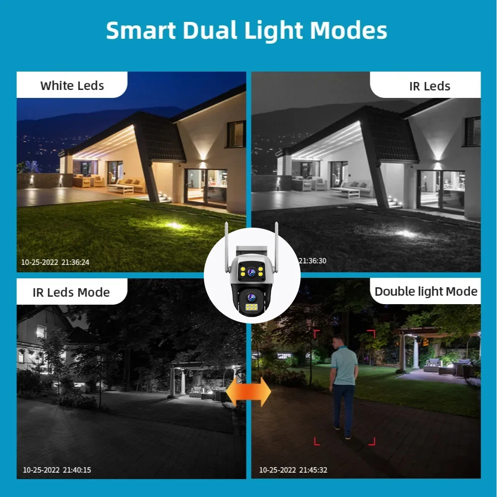 8MP 4G ซิมการ์ดกล้อง Dual Lens Dual หน้าจอไร้สาย WiFi การเฝ้าระวังกลางแจ้งมนุษย์ตรวจจับความปลอดภัย PTZ IP กล้อง