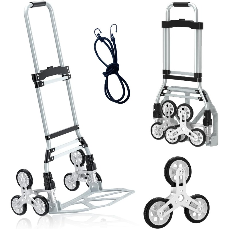 Folding Stair Cart With Wheels Portable Folding Trailer Aluminum Alloy Trolley Home Lightweight Climbing Travel Folded Trolley