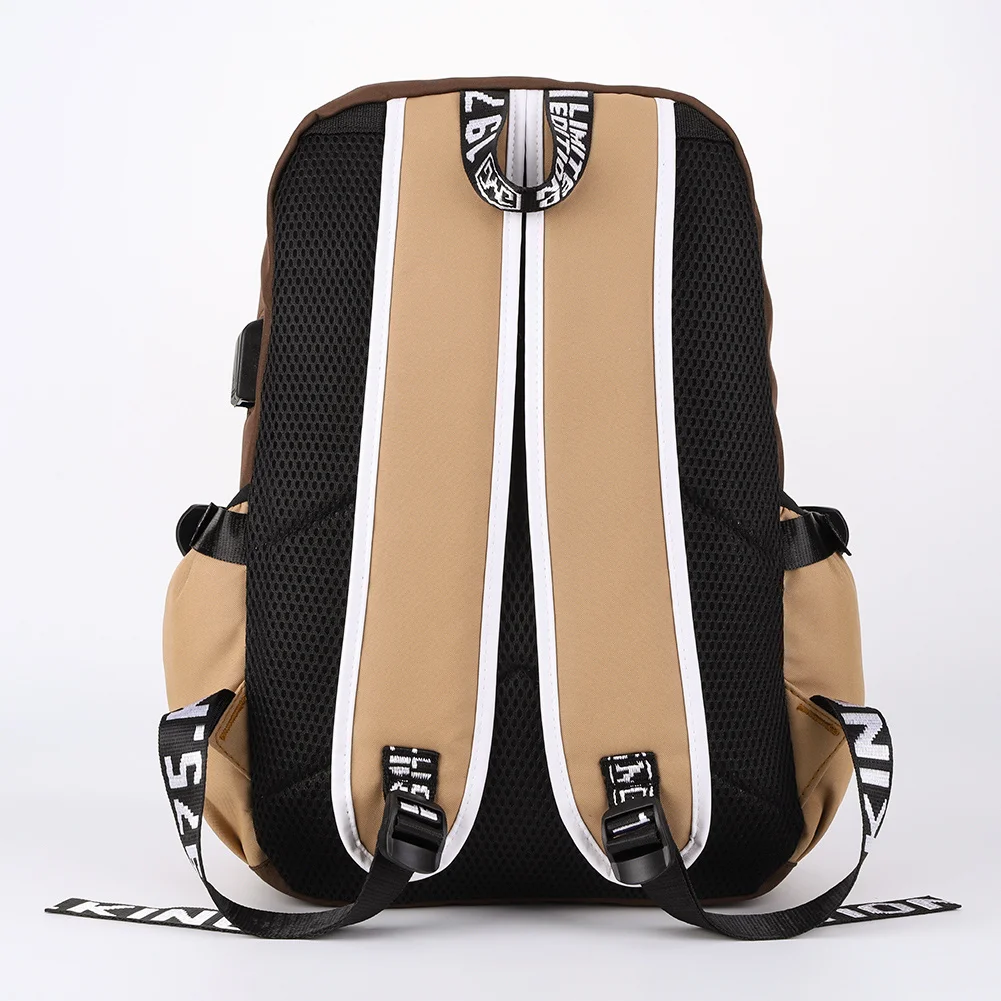 Mochila capivara de desenho animado com estojo de lápis, mochila estética fofa kawaii de grande capacidade, material de nylon, fecho com zíper