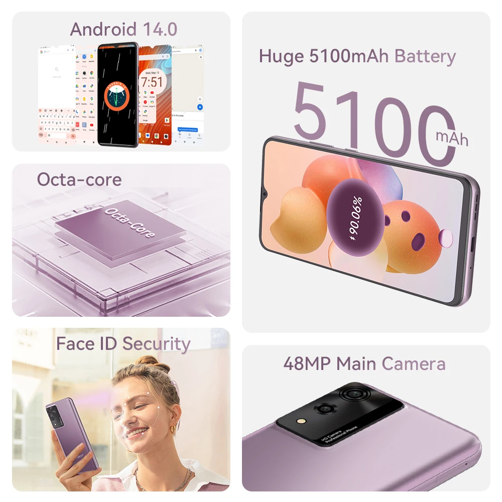Cubot A10-teléfono inteligente , Smartphone con 12GB de RAM (4GB + 8GB)+ 128GB de ROM, octa-core, pantalla de 6,56 pulgadas, 90Hz, 5100mAh, cámara principal de 48MP, 5G, WiFi, Android 14