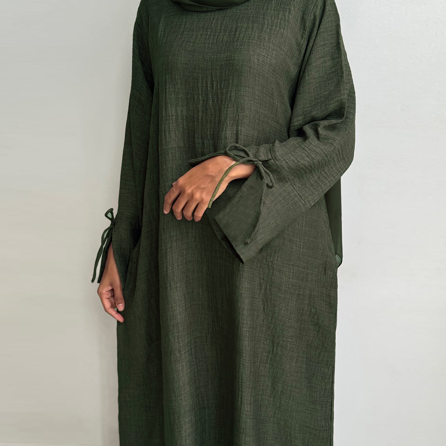 Vestido Abaya suelto y cerrado para mujer, vestido musulmán tipo jersey, puños con aberturas, prendas de vestir informales Hijabi, ropa islámica de Dubai, Ramadán