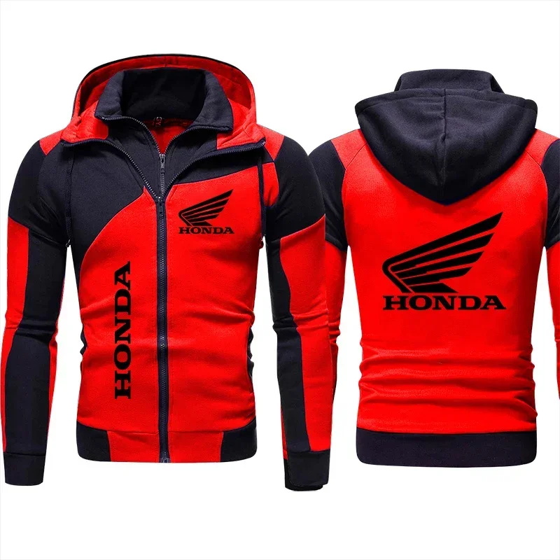 Honda moletom com capuz jaqueta de motocicleta honda wing logotipo impressão moletom pulôver na moda jaqueta de motociclista roupas masculinas com capuz com zíper personalizado
