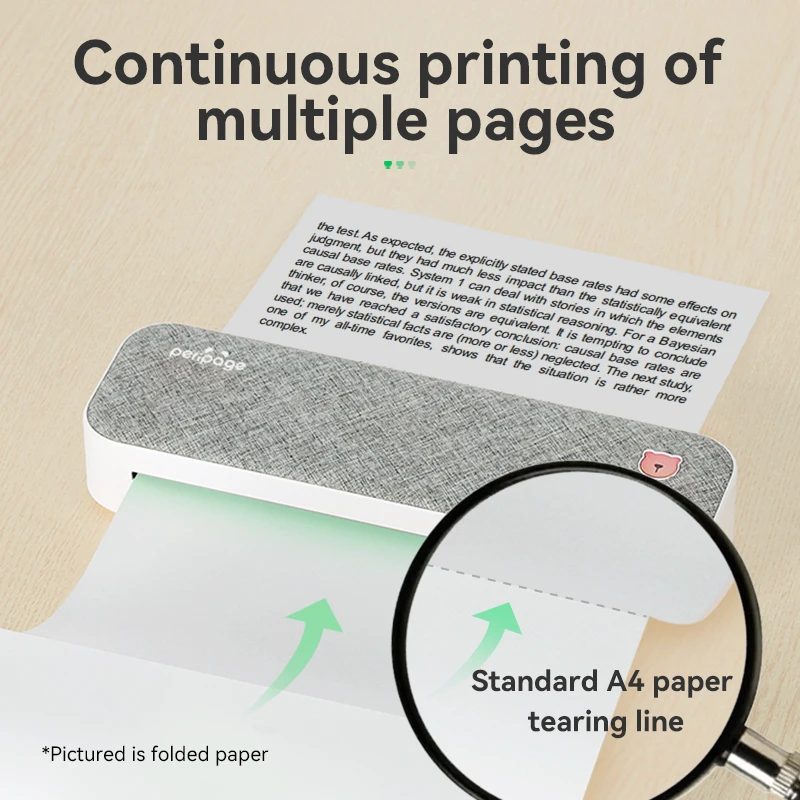 Papel térmico A4 210X30mm /210X297mm para papeles de máquina de Fax oficial PeriPage A40 10-15 años o 2-3 años rollo de papel plegable