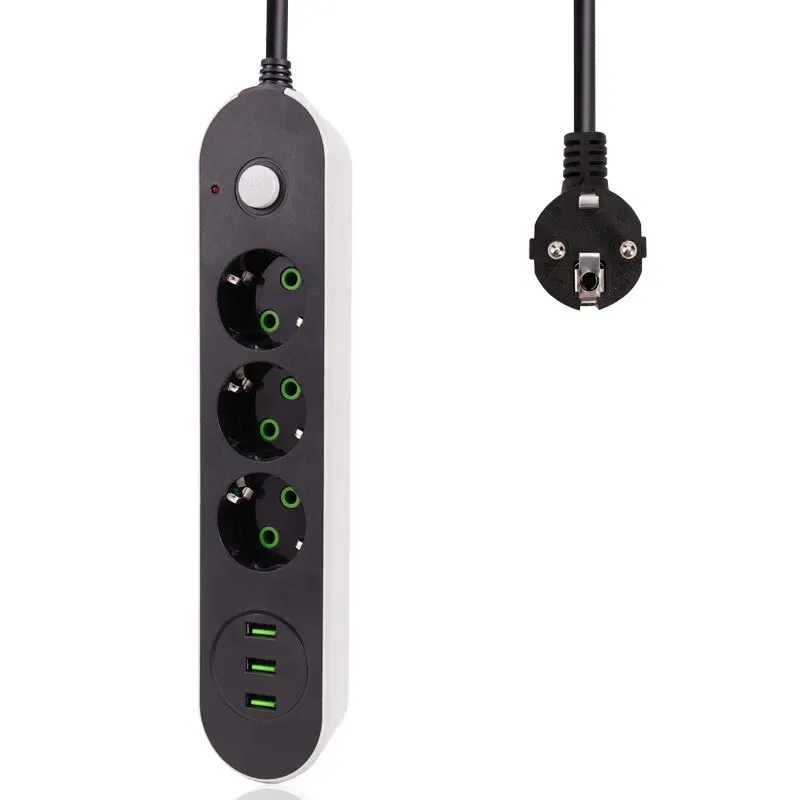 Extension Cord Power Strip Socket EU Plug 3 USB Charging 2M 3M 5M Power Cord Wall Charging Adapter Suitable