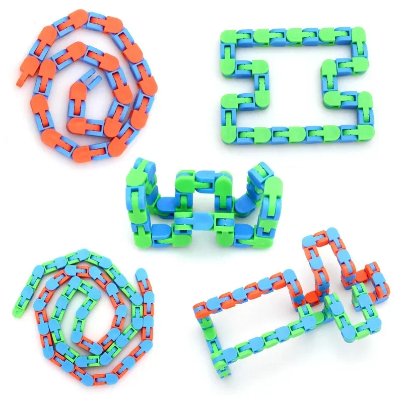 24 ส่วน Warcky แทร็คพับ CHAIN TRACK Gadgets Anti-ความเครียดของเล่นเด็กผู้ใหญ่ความเครียดบรรเทาของขวัญ Fidget ของเล่น Sensory ของเล่น