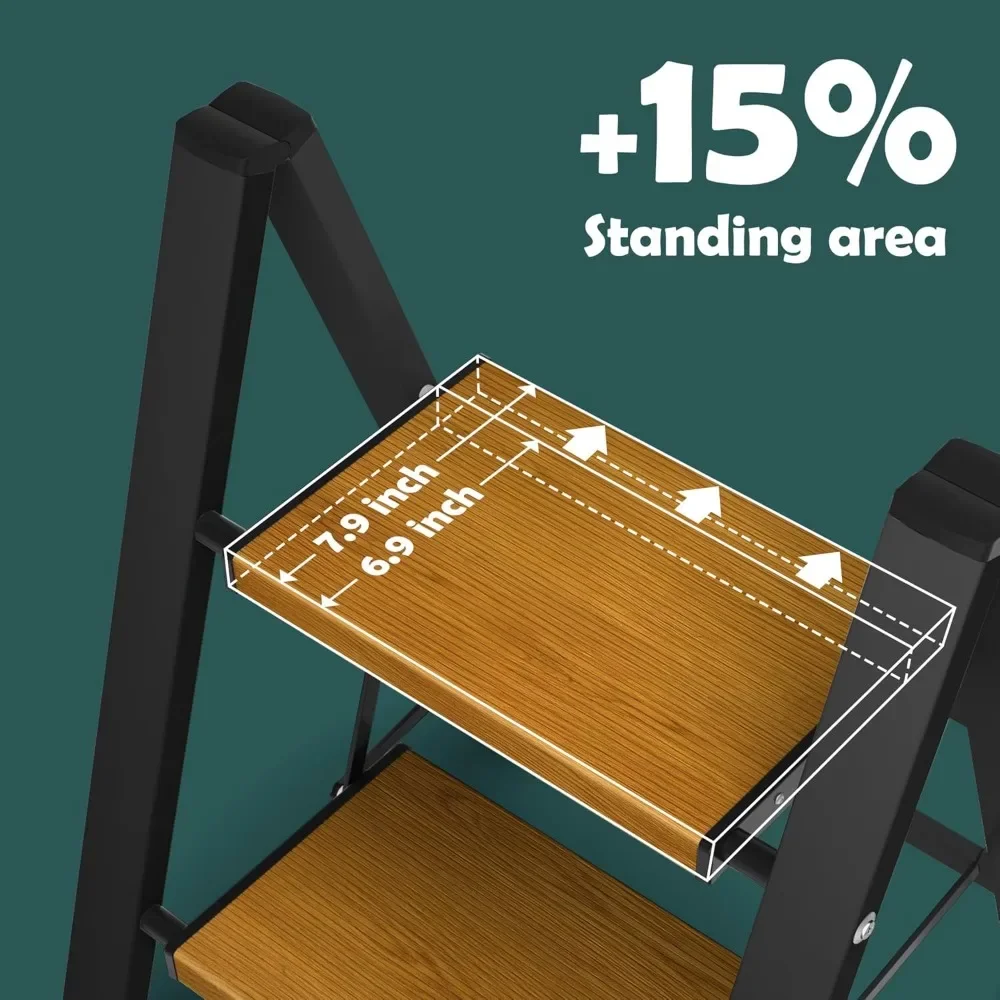 2 Step Ladder,Aluminum Lightweight Folding 2 Step Stool with Anti-Slip Wide Pedal, 330lbs Capacity Step Ladder