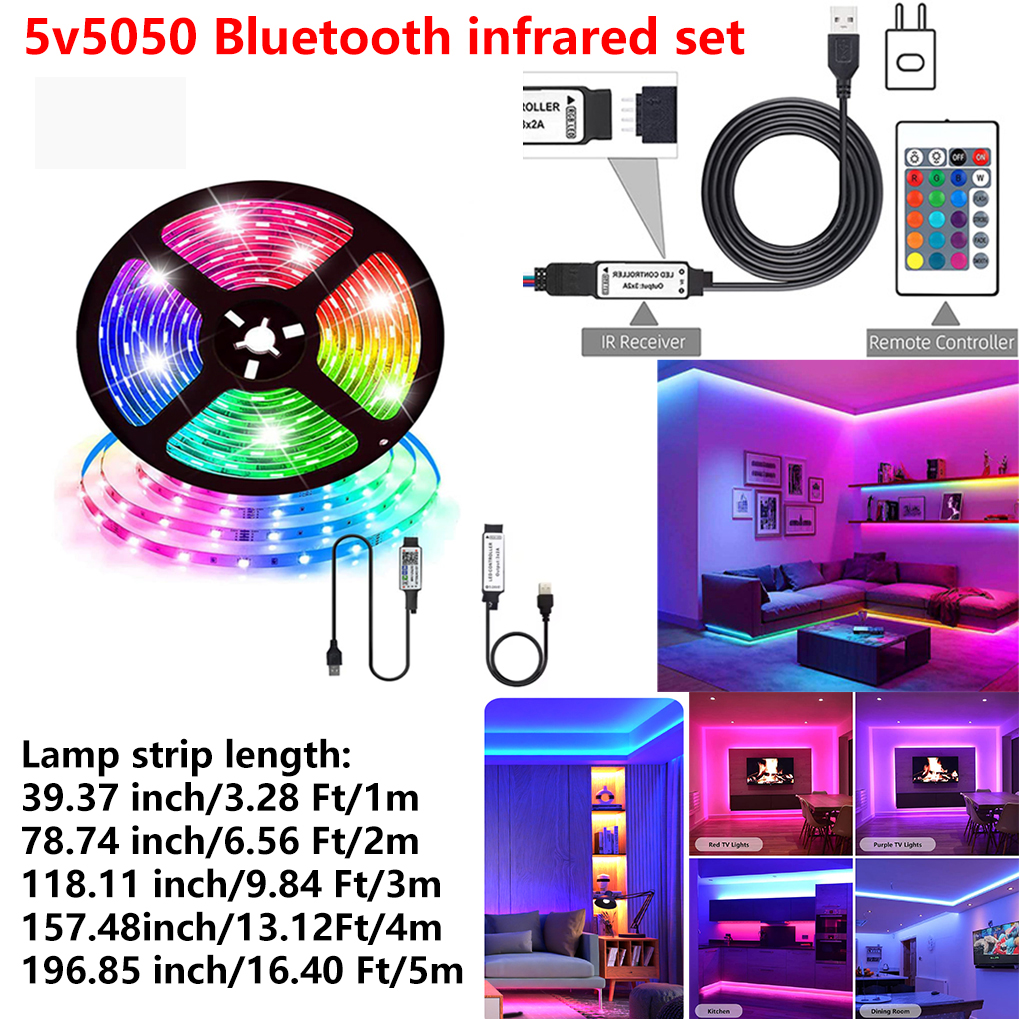 Faixa de luz LED RGB/luz de TV com controle remoto, cor de sincronização de música variável e flexível, adequada para festas em casa