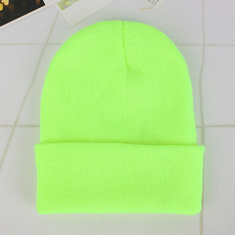 Gorros de punto de Color liso para hombre y mujer, gorros cálidos de esquí, gorros Multicolor, gorro elástico suave
