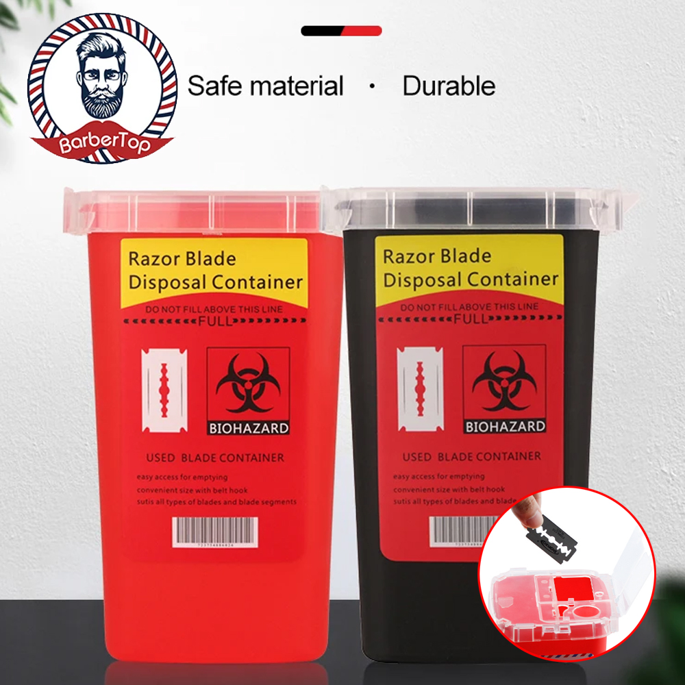 Accesorios de barbería, estuche de eliminación de cuchillas de afeitar de plumas, bote de basura fácil de limpiar, caja de basura desechable para reciclaje